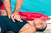 Lifeguard doing CPR