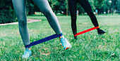 Women exercising outdoors