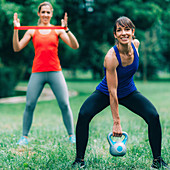 Women exercising outdoors