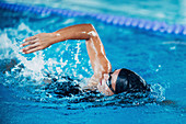 Swimmer during race