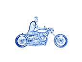Man on motorcycle, illustration