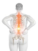 Obese man with back pain, illustration