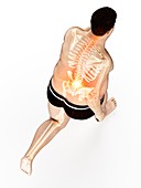 Obese runner with back pain, illustration