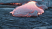 Pahoehoe lava slowing