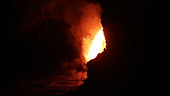 Fire hose lava on Kilauea at night