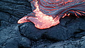 Pahoehoe lava slowing