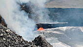 Lava churning in lava lake