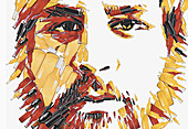 Close up of man with beard, illustration