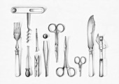 Variety of implements, illustration
