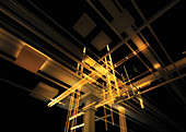 Abstract structure of light beams and girders, illustration