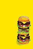Large, many-layered hamburger, illustration