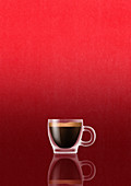 Espresso coffee in glass cup, illustration