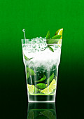 Cold cocktail with lime and mint, illustration