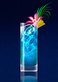 Blue Hawaiian tropical cocktail drink, illustration