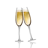 Two champagne flutes toasting, illustration