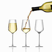 White wine being poured, illustration