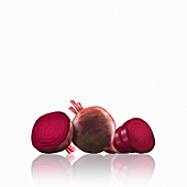 Whole and cut beetroot, illustration