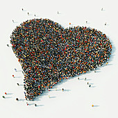 People arranged in heart, illustration