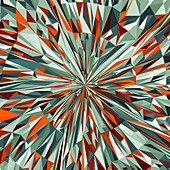 Vibrant angular red and green abstract pattern, illustration