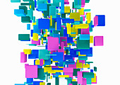 Cluster of multicoloured cubes, illustration
