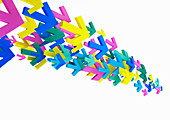Cluster of multicoloured arrows, illustration