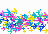 Cluster of multicoloured arrows, illustration