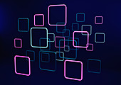 Abstract neon squares, illustration