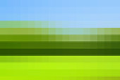 Pixelated view of grassy field, illustration