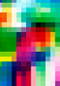 Pixelated view of colourful shapes, illustration