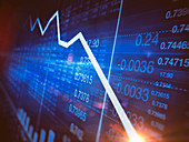 Decreasing graph on stock market screen, illustration