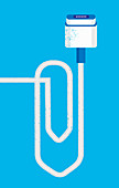 Computer cable shaped as a paperclip, illustration