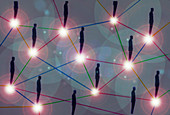 Businessmen connected in network pattern, illustration