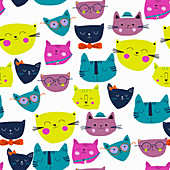 Cat faces, illustration