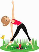 Woman stretching doing yoga, illustration