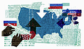 Russian cyber attack on the United States, illustration