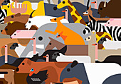 Full frame pattern of animals, illustration