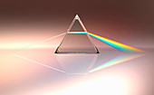 Light beams refracted through prism, illustration