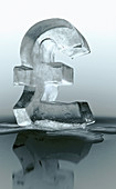 Melting frozen British pound sign, illustration