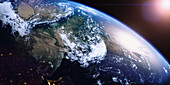 India, Pakistan and Persian Gulf from space, illustration