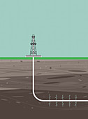 Fracking drilling rig, illustration