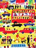 Traffic in Piccadilly Circus, London, illustration