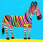 zebra with multicoloured stripes, illustration