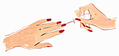 Close up hands of woman, illustration