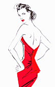 Woman in backless dress, illustration