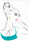 Serious glamorous beautiful woman, illustration