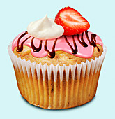 Strawberry cupcake, illustration