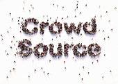 Crowd sourcing, conceptual illustration