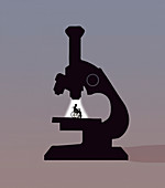 Disabled man under the microscope, illustration