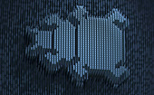 Computer bug in three dimensional binary code, illustration