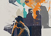 Man suffering from social anxiety, illustration